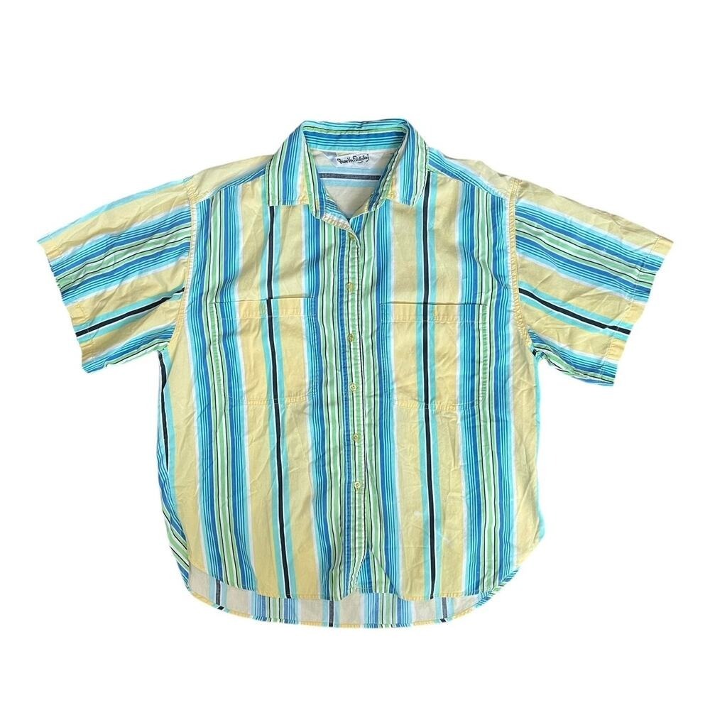 Vintage Diane von Furstenberg Blouse Multicolor Stripe DVF Painter Top Retro 80s